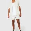 Short Sleeve Crinkle Wrap Shirt And Short Ecru -Boohoo man shop unnamed file 115
