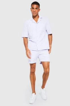 Towelling Shirt And Shorts Set Lilac