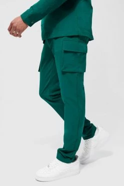 Nylon Cargo Smart Slim Trousers Forest