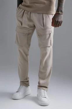 Multi Pocket Tailored Trousers Beige