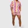Boxy Viscose Geo Shirt And Swims Multi -Boohoo man shop unnamed file 153