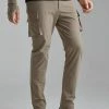 Nylon Cargo Smart Slim Trousers Beige -Boohoo man shop unnamed file 158