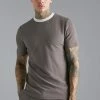 Jersey Textured Slim T-shirt Taupe -Boohoo man shop unnamed file 161