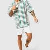 Boxy Oversize Slub Stripe Shirt And Short Set Green -Boohoo man shop unnamed file 162