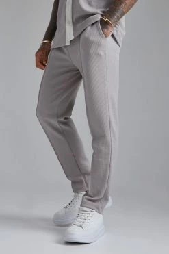 Grey Short Sleeve Textured Jersey Shirt And Trouser Set Grey