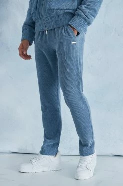 Dusty Blue RIbbed Velour Shirt And Jogger Set Dusty Blue