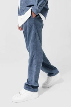 Elasticated Cord Straight Leg Trouser Grey