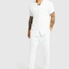 Linen Cargo Shirt And Trouser White -Boohoo man shop unnamed file 182