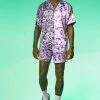 Boxy Satin Spliced Tie Dye Shirt And Shorts Purple -Boohoo man shop unnamed file 187