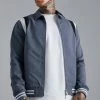 Tailored Collared Varsity Bomber Jacket Grey -Boohoo man shop unnamed file 192