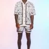 Boxy Oversized Floral Border Shirt And Shorts Ecru -Boohoo man shop unnamed file 199