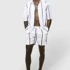 Drop Revere Textured Stripe Shirt & Short Set Ecru -Boohoo man shop unnamed file 21