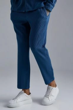 Slim Pleated Crop Trouser Teal