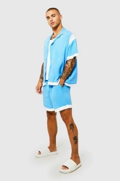 Viscose Colourblock Boxy Set Blue