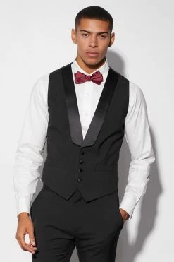 SKINNY TUXEDO SUIT JACKET, WAISTCOAT AND TROUSER Black -Boohoo man shop unnamed file 241
