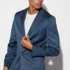 SKINNY SATIN SUIT JACKET AND TROUSER Navy -Boohoo man shop unnamed file 246