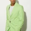 Slim Fit Harness Buckle Suit Jacket And Trousers Lime