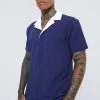 Short Sleeve Jersey Textured Shirt Navy -Boohoo man shop unnamed file 25