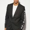 Graphic Slogan Slim Fit Suit Black -Boohoo man shop unnamed file 252