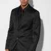 SUPER SKINNY SATIN SUIT JACKET AND TROUSER Black -Boohoo man shop unnamed file 263