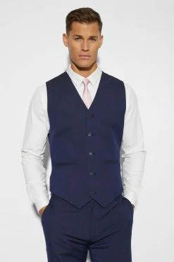 Tall Slim Waistcoat Navy