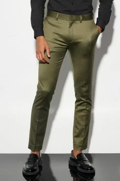 OLIVE SKINNY SATIN SUIT JACKET AND TROUSER Olive