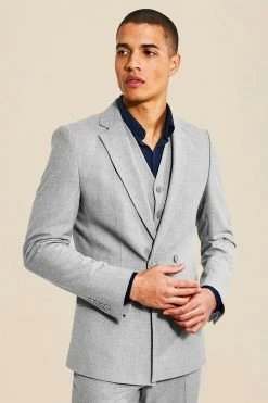 Slim Grey Double Breasted Jacket Grey