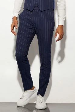 Skinny Navy Pinstripe Suit Navy