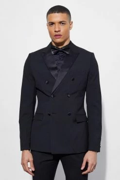 SKINNY TUXEDO SUIT JACKET Black