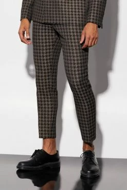 Skinny Dogtooth Suit Bronze
