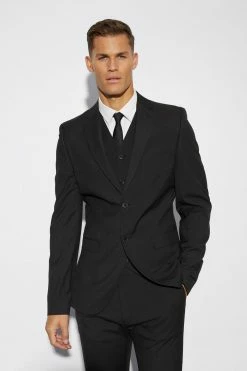 Tall Skinny Single Breasted Suit Jacket Black