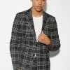 Slim Check Jacket And Cropped Trouser Suit Black