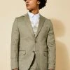 KHAKI SLIM CHECK SUIT JACKET, TEXTURED WAISTCOAT AND TEXTURED TROUSER Khaki