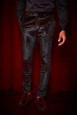 Slim Velour Suit Trousers Black