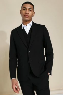 Slim Black Single Breasted Jacket Black