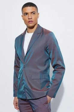 Iridescent Slim Fit Blazer Purple