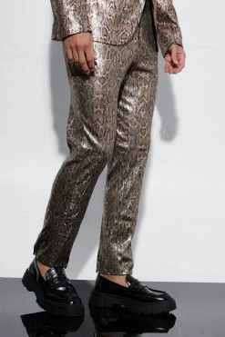 Slim Snake Sequin Suit Trousers Gold