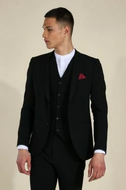 Skinny Black Single Breasted Jacket Black