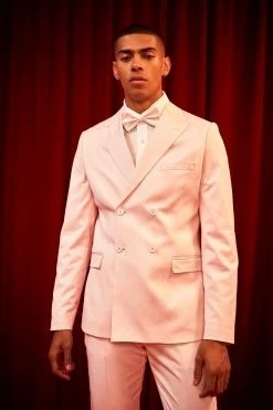SLIM SATIN SUIT JACKET AND TROUSER Light Pink