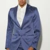 Skinny Fit Satin Suit Jacket Marine Blue