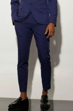 Skinny Tonal Houndstooth Suit Purple