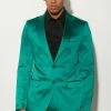 Skinny Fit Satin Suit Jacket Forest
