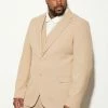 Plus Single Breasted Slim Suit Jacket Beige -Boohoo man shop unnamed file 364