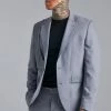 Faux Pu Harness Slim Fit Blazer Grey -Boohoo man shop unnamed file 368