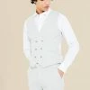 Double Breasted Skinny Textured Waistcoat Grey