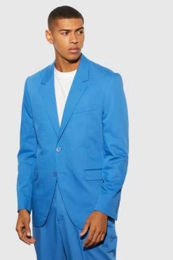 Relaxed Fit Single Breasted Suit Jacket And Trousers Marine Blue