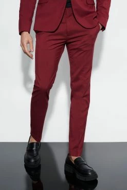 SKINNY TUXEDO SUIT JACKET Burgundy