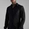 Black Long Sleeve Pleated Shirt And Trouser Set Black -Boohoo man shop unnamed file 39