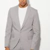 Skinny Shawl Lapel Suit Jacket And Trousers Grey