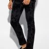 Skinny Floral Flock Suit Trousers Black -Boohoo man shop unnamed file 398